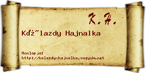 Kálazdy Hajnalka névjegykártya